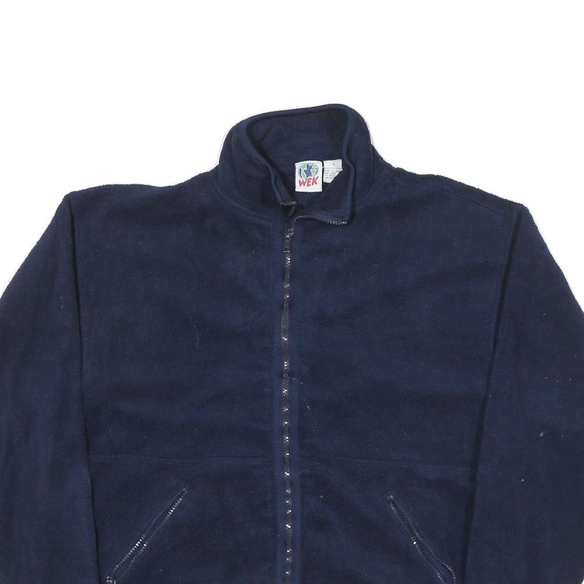 WEK Mens Navy Zip Jacket S Polyester Blend Plain Warm Comfort Casual
