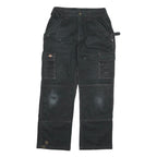 DICKIES Womens Regular Black Cargo Denim Jeans W30 L29 Workwear Utility Zip