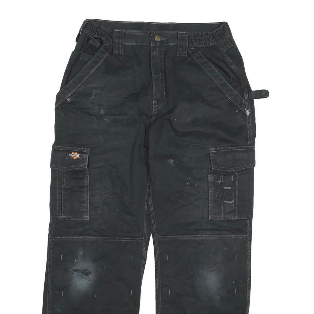 DICKIES Womens Regular Black Cargo Denim Jeans W30 L29 Workwear Utility Zip