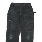 DICKIES Womens Regular Black Cargo Denim Jeans W30 L29 Workwear Utility Zip