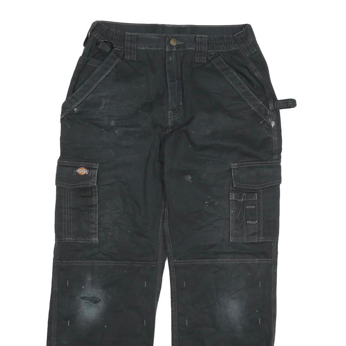 DICKIES Womens Regular Black Cargo Denim Jeans W30 L29 Workwear Utility Zip