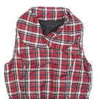 CALVIN KLEIN JEANS Womens Red & White Checked Puffer Jacket M Polyester Zip