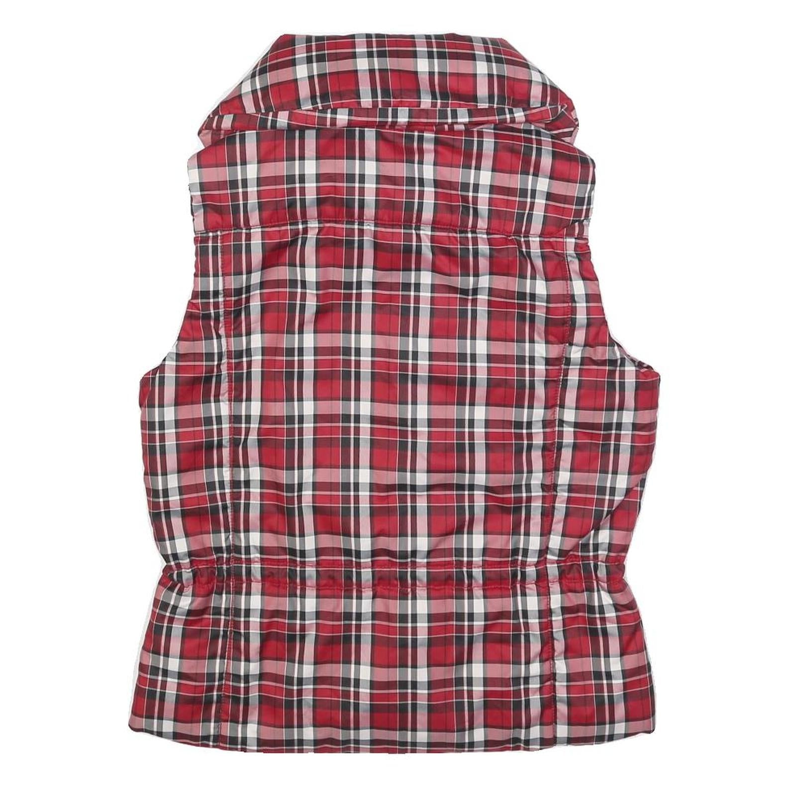 CALVIN KLEIN JEANS Womens Red & White Checked Puffer Jacket M Polyester Zip