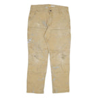 CARHARTT Mens Jeans Beige Relaxed Straight Cotton Blend W36 L32 Workwear Durable