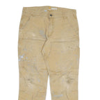 CARHARTT Mens Jeans Beige Relaxed Straight Cotton Blend W36 L32 Workwear Durable