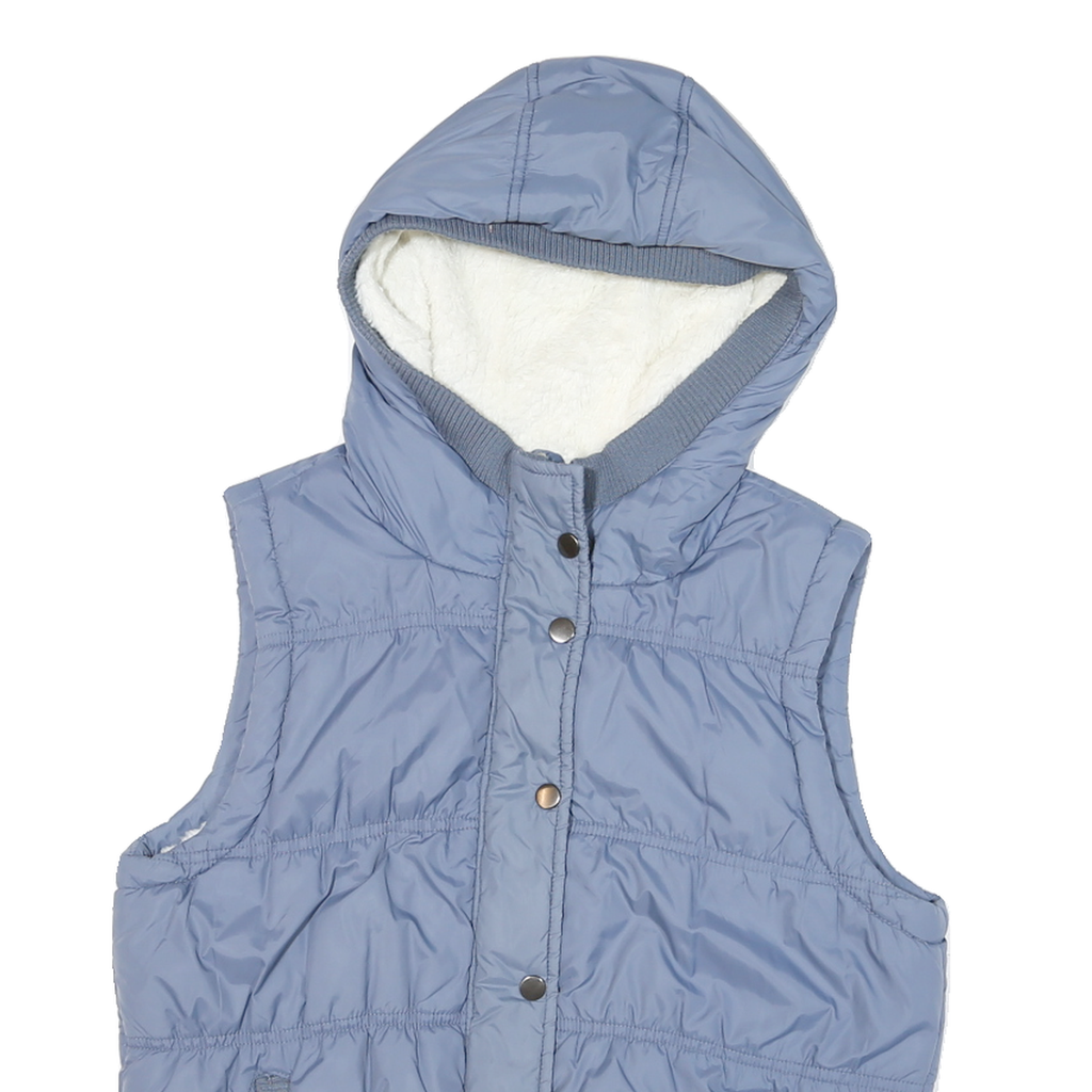 ATTRATTIVO Womens Blue Sleeveless Hooded Zip Jacket UK 10 Polyester Blend Puffer