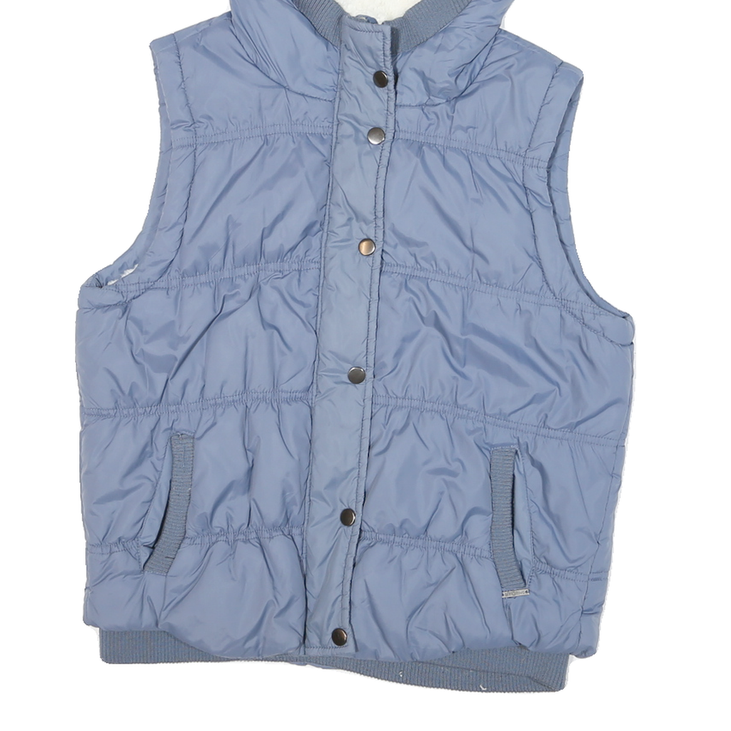 ATTRATTIVO Womens Blue Sleeveless Hooded Zip Jacket UK 10 Polyester Blend Puffer