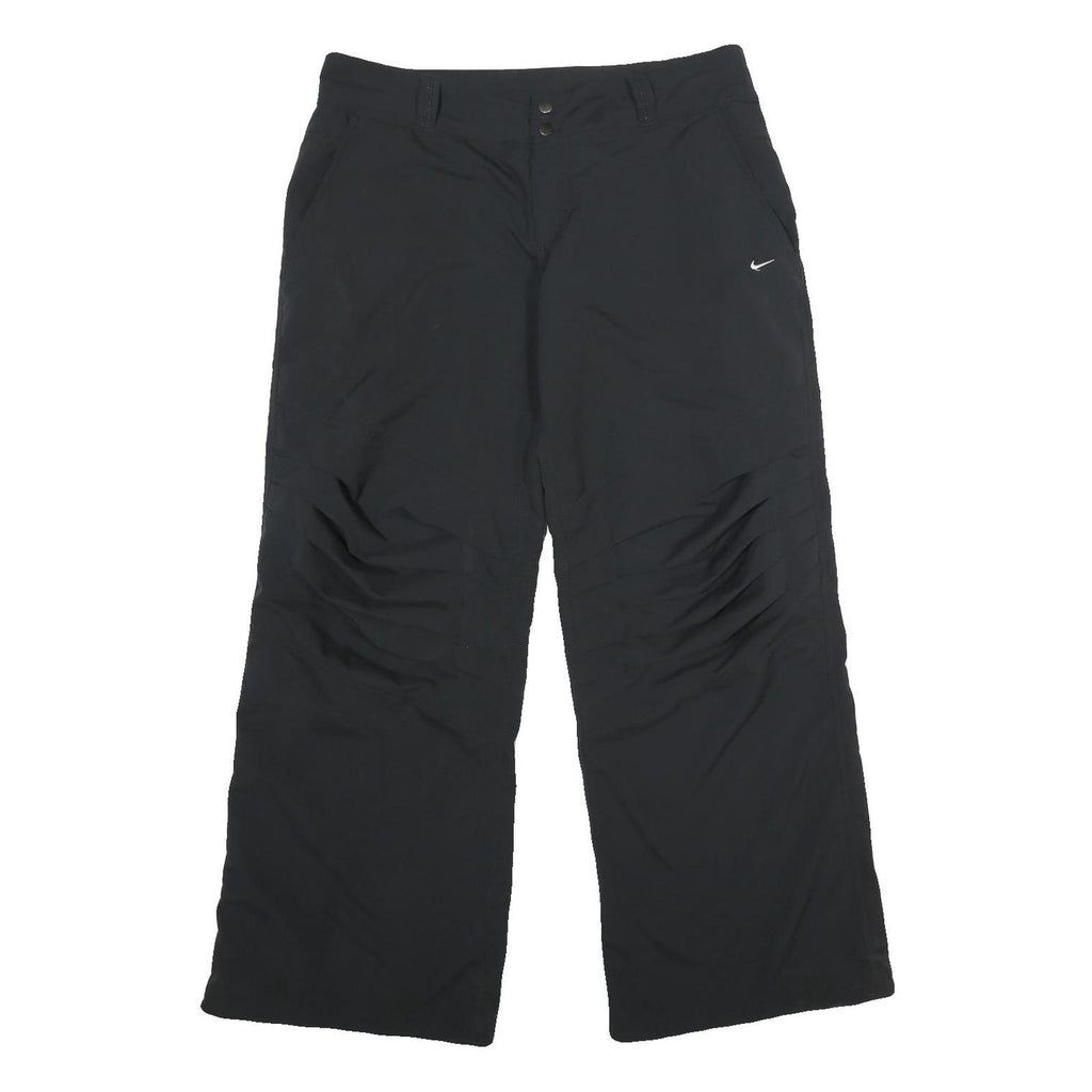 NIKE Womens Black Relaxed Wide-Leg Trousers W34 L32 Lightweight Polyester Zip