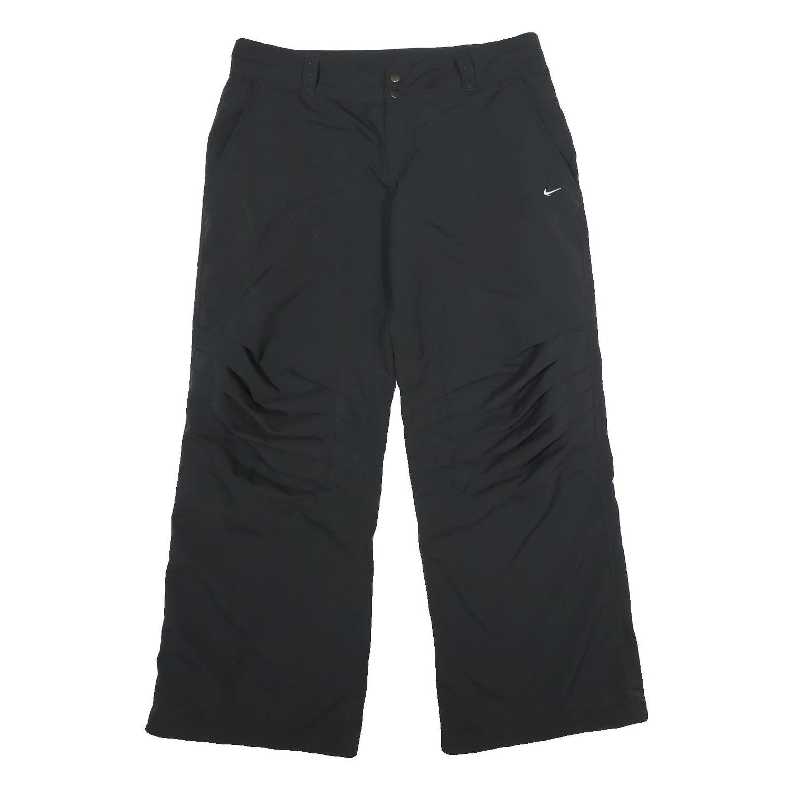 NIKE Womens Black Relaxed Wide-Leg Trousers W34 L32 Lightweight Polyester Zip