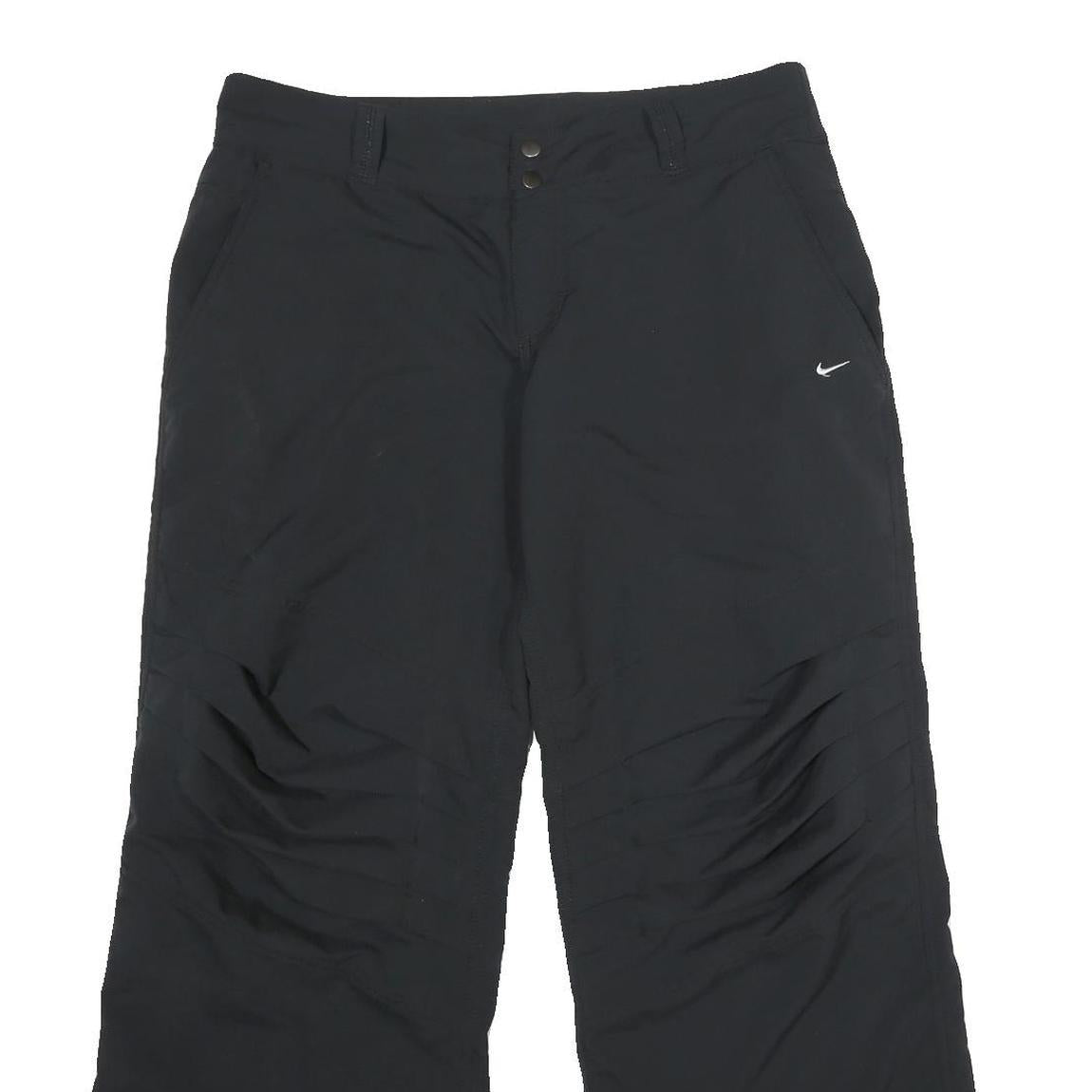 NIKE Womens Black Relaxed Wide-Leg Trousers W34 L32 Lightweight Polyester Zip