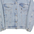 Womens Blue Light Wash Cotton Denim Button Jacket M Plain Casual Classic Fit