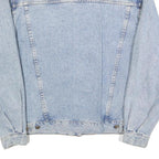 Womens Blue Light Wash Cotton Denim Button Jacket M Plain Casual Classic Fit