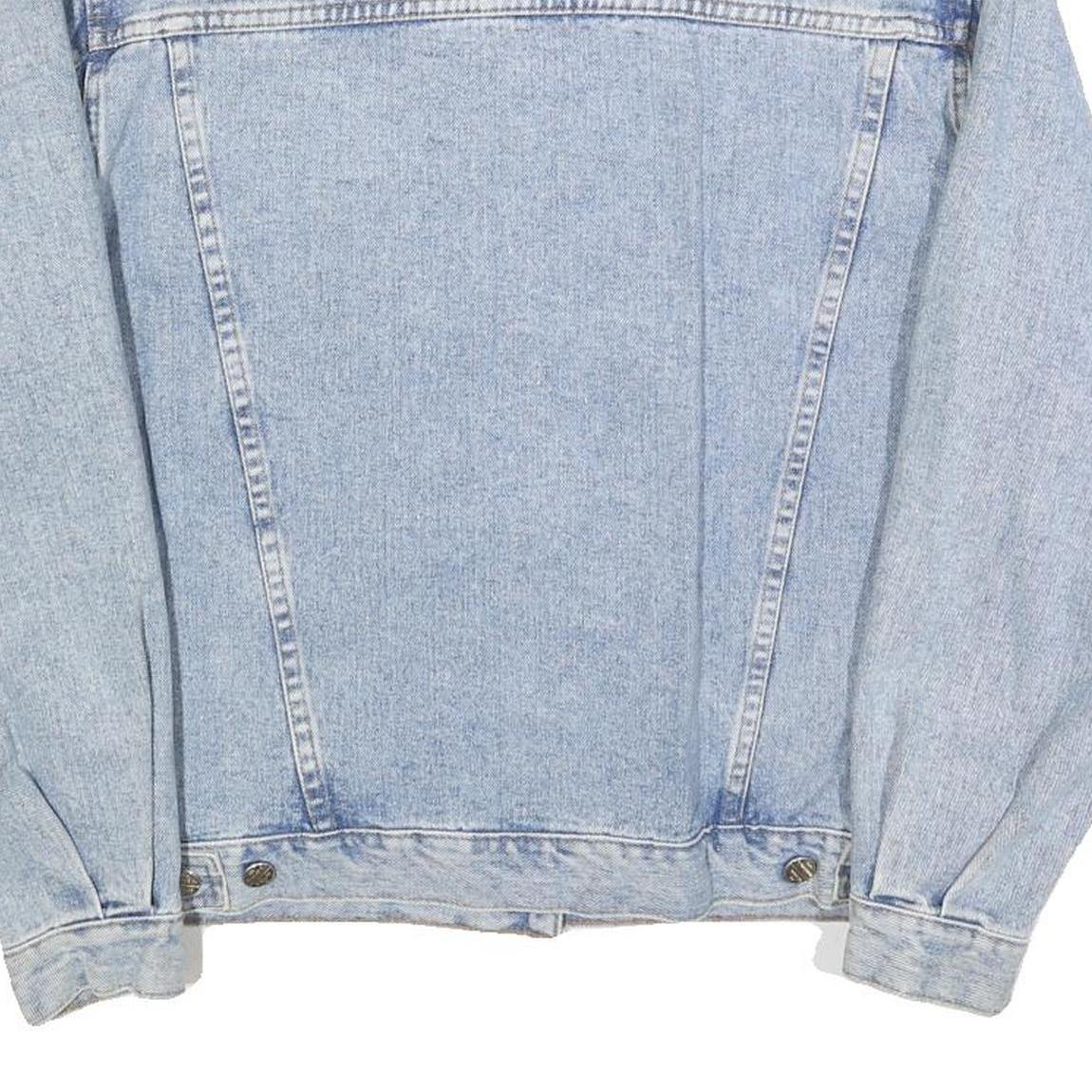 Womens Blue Light Wash Cotton Denim Button Jacket M Plain Casual Classic Fit