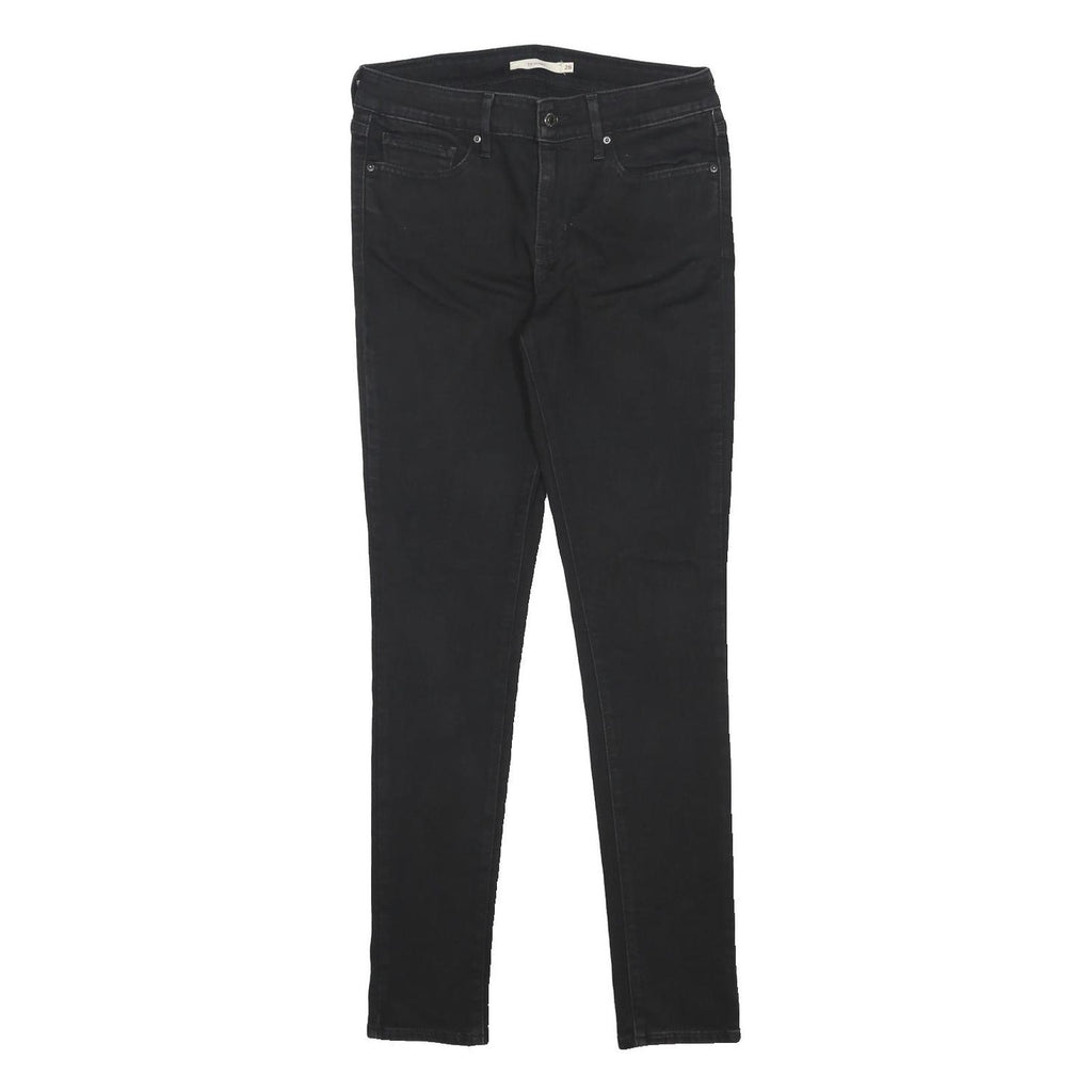 LEVI'S 711 Womens Slim Black Denim Jeans W28 L30 Stretch Zip Slim Fit Skinny