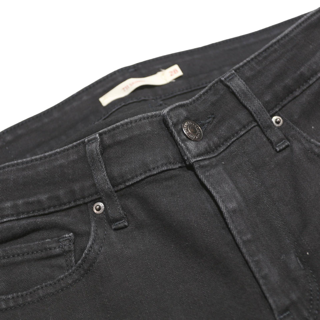 LEVI'S 711 Womens Slim Black Denim Jeans W28 L30 Stretch Zip Slim Fit Skinny