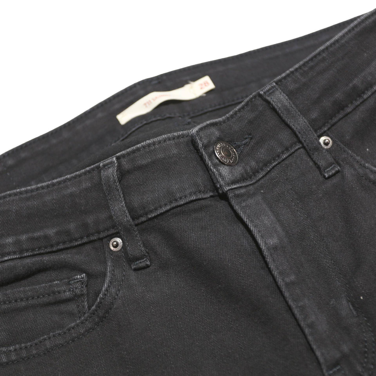 LEVI'S 711 Womens Slim Black Denim Jeans W28 L30 Stretch Zip Slim Fit Skinny