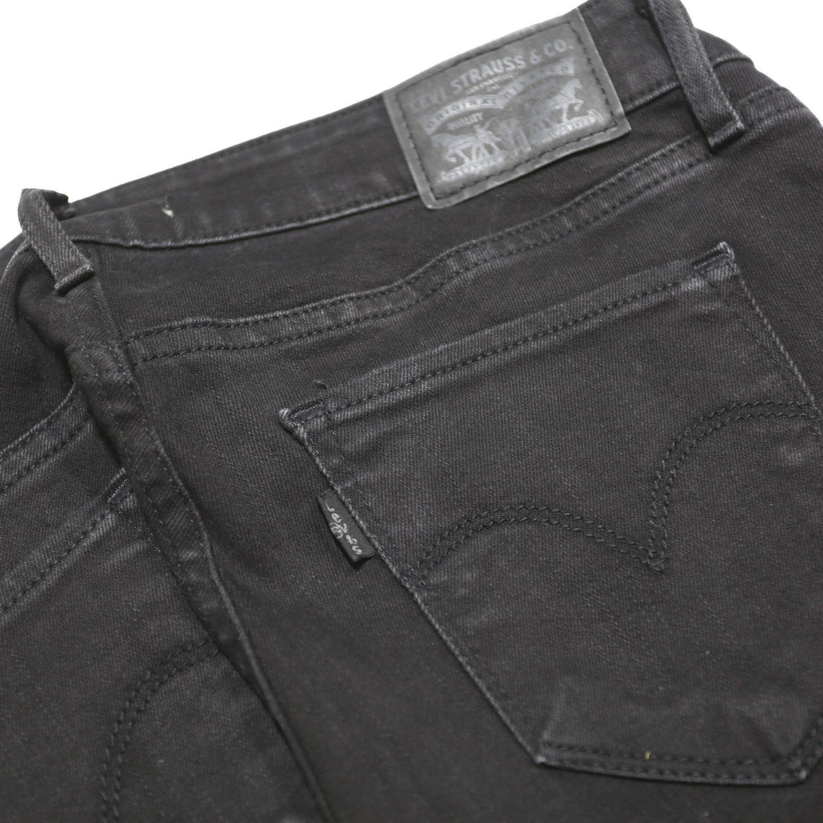 LEVI'S 711 Womens Slim Black Denim Jeans W28 L30 Stretch Zip Slim Fit Skinny