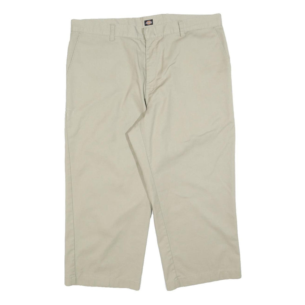 DICKIES Mens Regular Fit Beige Cotton Blend Trousers W38 L34 Classic Zip