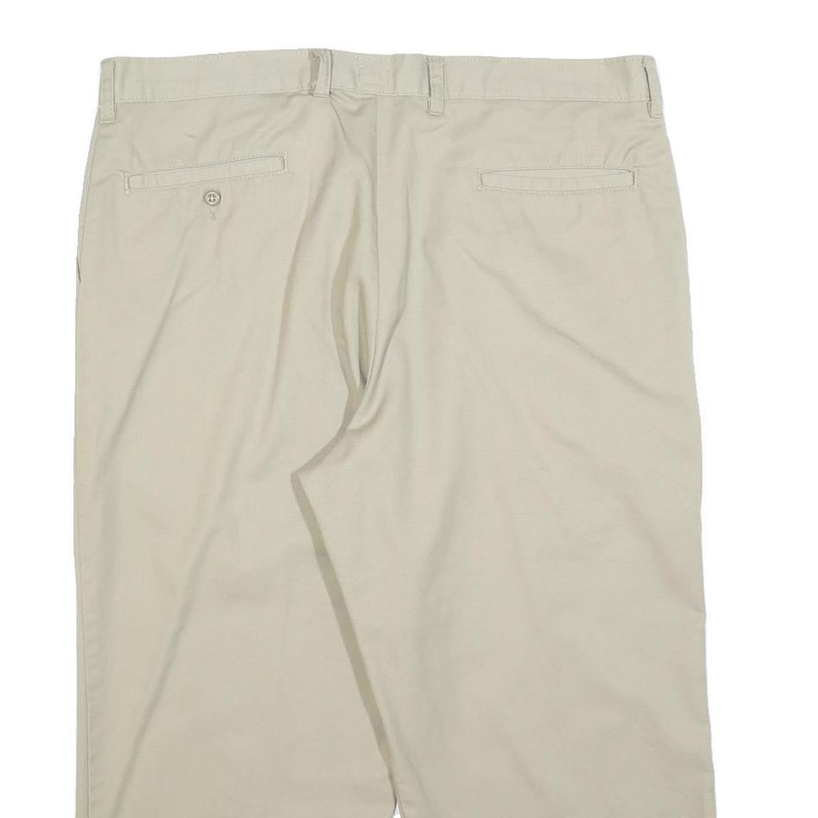 DICKIES Mens Regular Fit Beige Cotton Blend Trousers W38 L34 Classic Zip