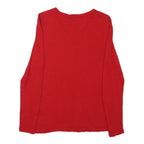 TOMMY HILFIGER Womens Red Plain Jumper V-Neck Basic Knit Size S Elegant Cotton