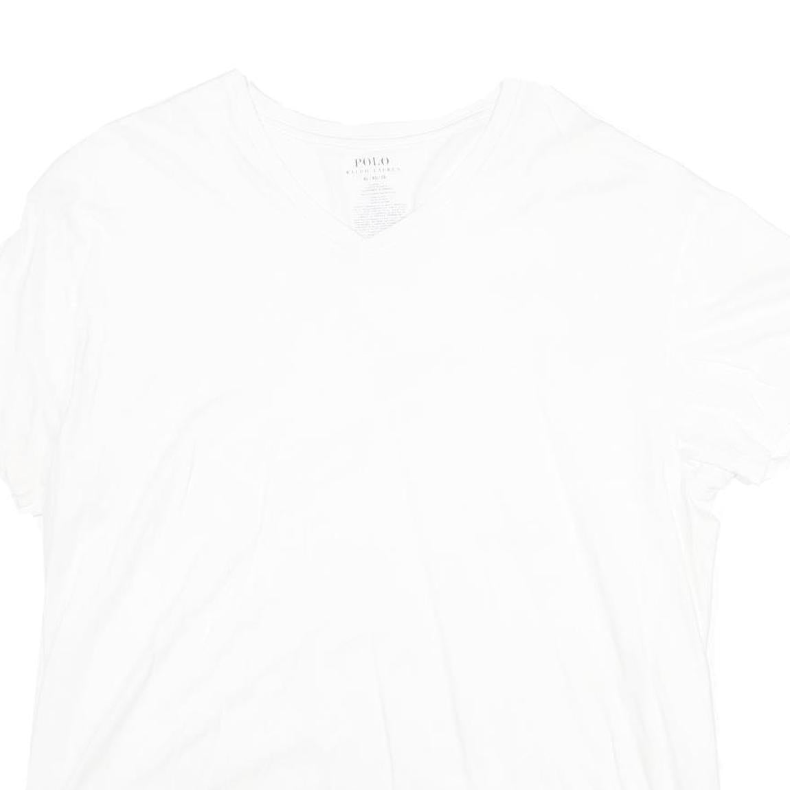 POLO RALPH LAUREN Mens White V-Neck T-Shirt XL Cotton Blend Classic Fit Casual