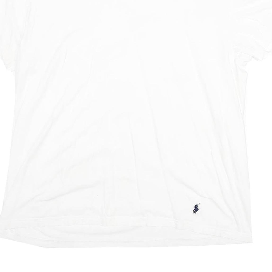 POLO RALPH LAUREN Mens White V-Neck T-Shirt XL Cotton Blend Classic Fit Casual