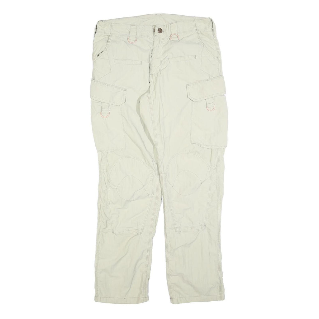 Womens Regular Fit Beige Polyester Blend Cargo Trousers W32 L30 Utility Zip