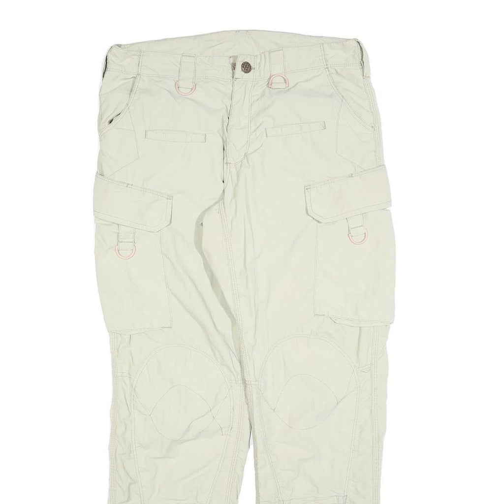 Womens Regular Fit Beige Polyester Blend Cargo Trousers W32 L30 Utility Zip