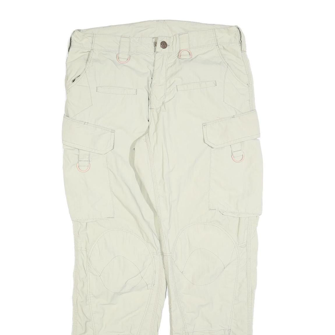 Womens Regular Fit Beige Polyester Blend Cargo Trousers W32 L30 Utility Zip