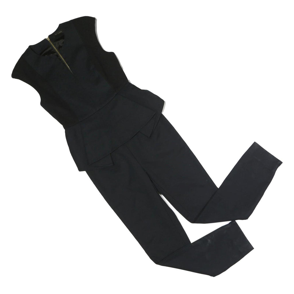 TED BAKER Womens Black Playsuit Sleeveless S Slim Fit Zip Up Polyester