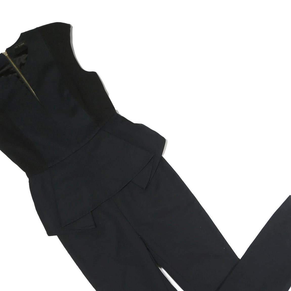 TED BAKER Womens Black Playsuit Sleeveless S Slim Fit Zip Up Polyester