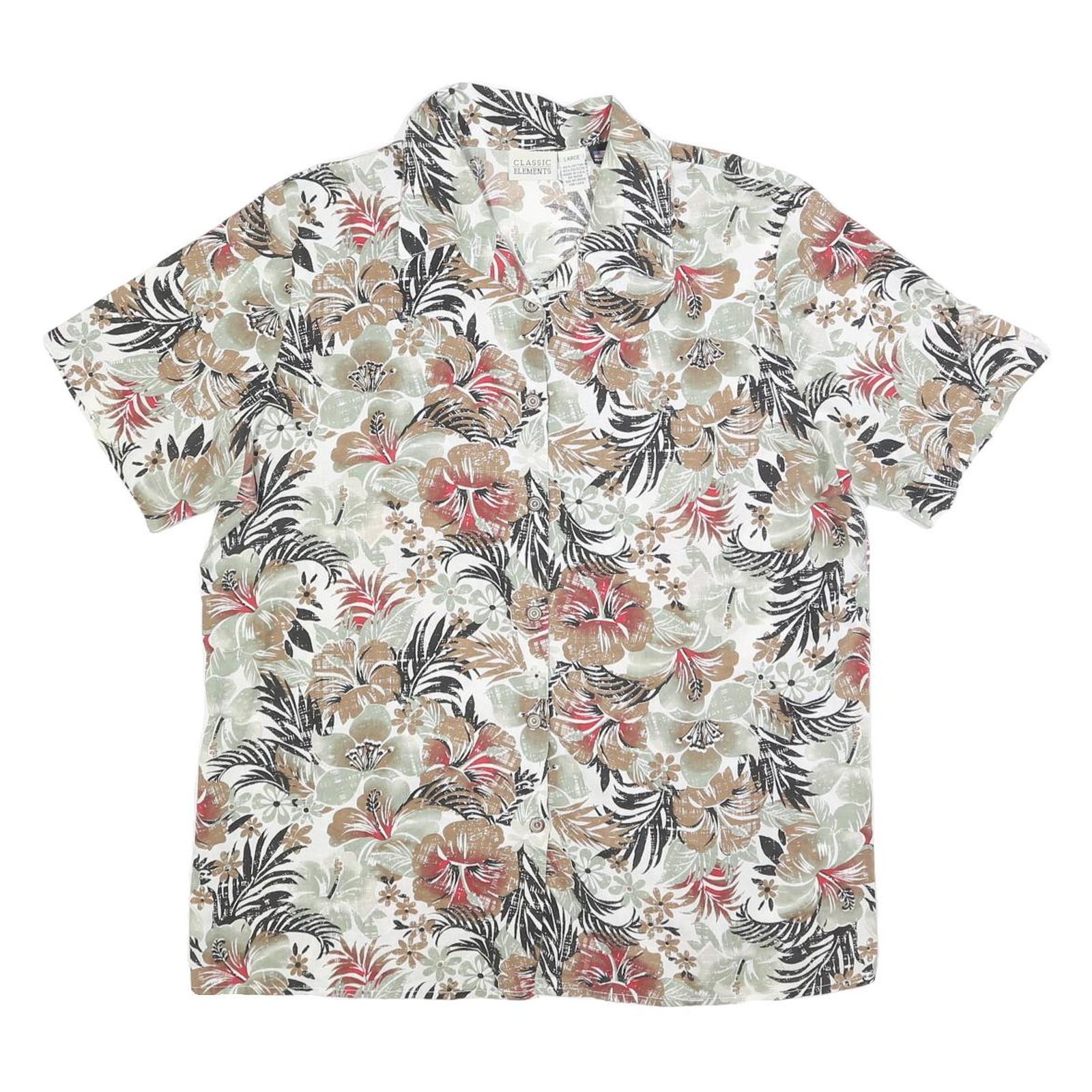 CLASSIC ELEMENTS Womens Beige & Brown Floral Printed Shirt Short Sleeve Button