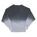 RELIGION Womens Blue Ombre Plain V-Neck Basic Knit Jumper L Cotton Pullover