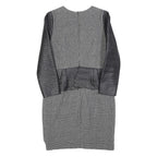 ELLERY Womens Black Grey Wool Sheath Dress Long Sleeve UK 10 Peplum Detail