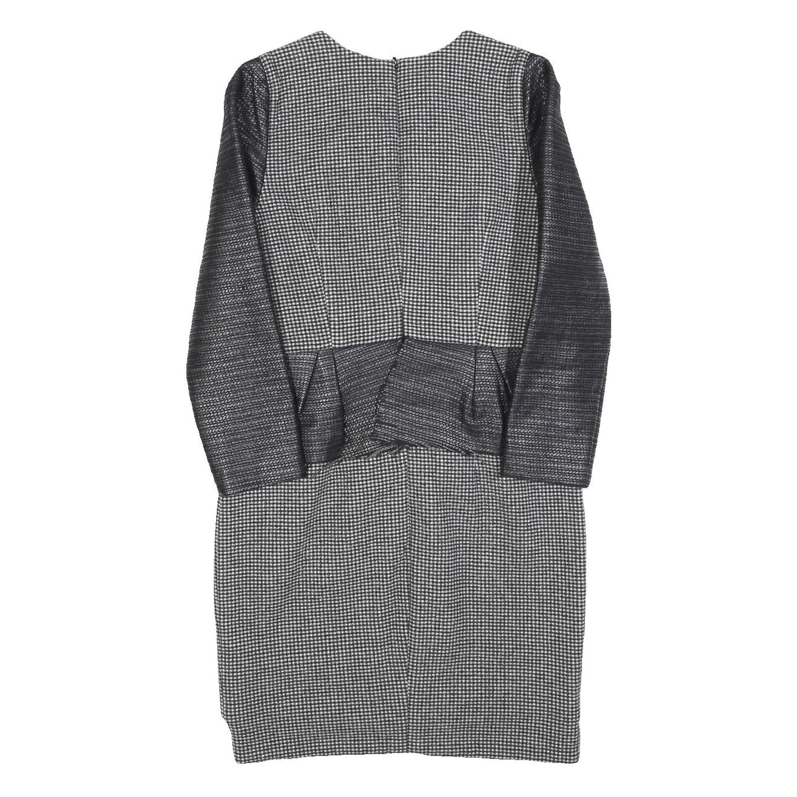 ELLERY Womens Black Grey Wool Sheath Dress Long Sleeve UK 10 Peplum Detail