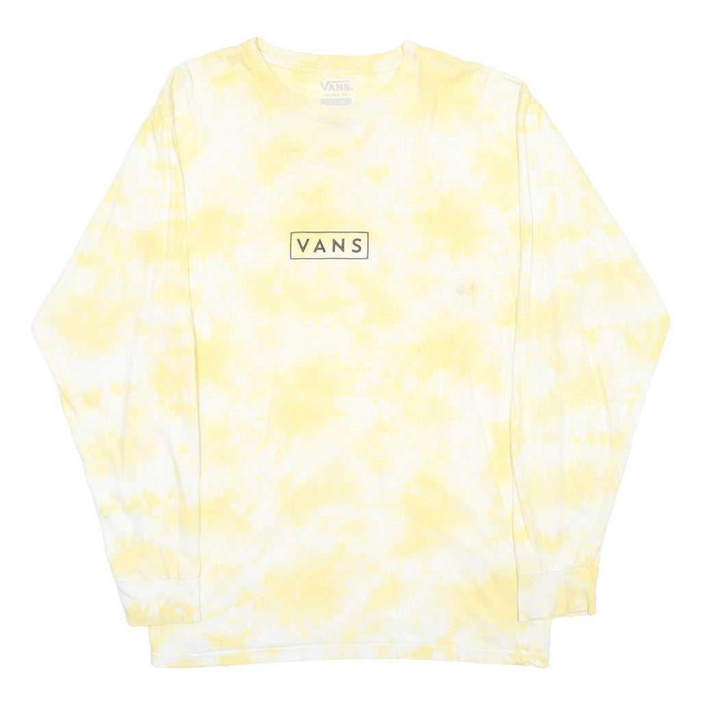 VANS Mens Yellow Tie Dye Long Sleeve Crew Neck T-Shirt M Cotton Blend Casual