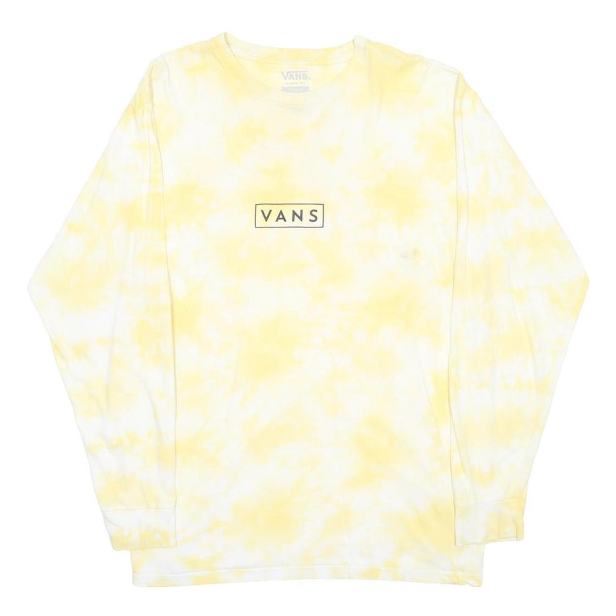 VANS Mens Yellow Tie Dye Long Sleeve Crew Neck T-Shirt M Cotton Blend Casual
