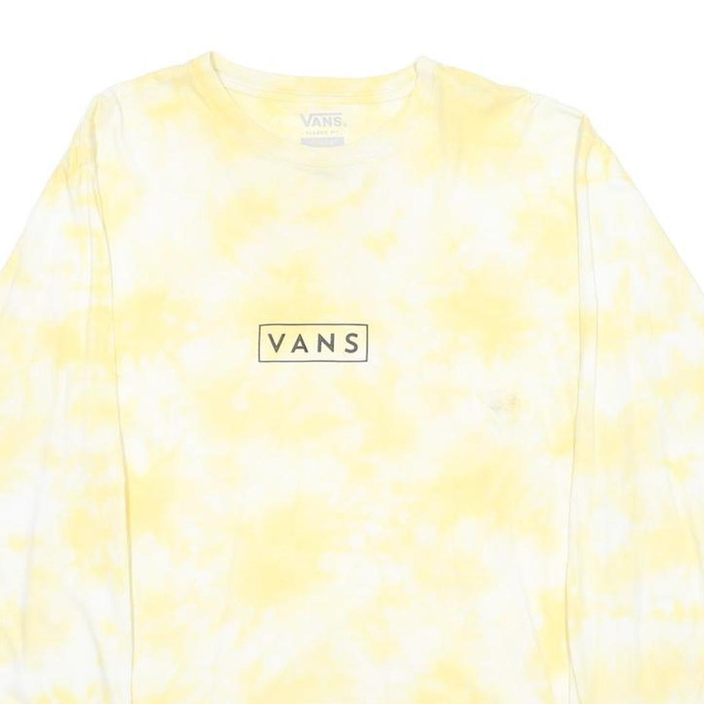 VANS Mens Yellow Tie Dye Long Sleeve Crew Neck T-Shirt M Cotton Blend Casual