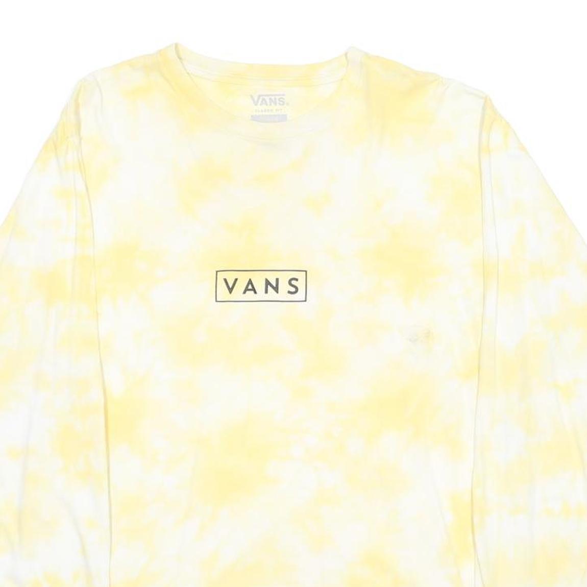 VANS Mens Yellow Tie Dye Long Sleeve Crew Neck T-Shirt M Cotton Blend Casual