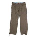 Womens Cotton Blend Khaki Regular Fit Straight Leg Trousers W34 L32 Casual Wear