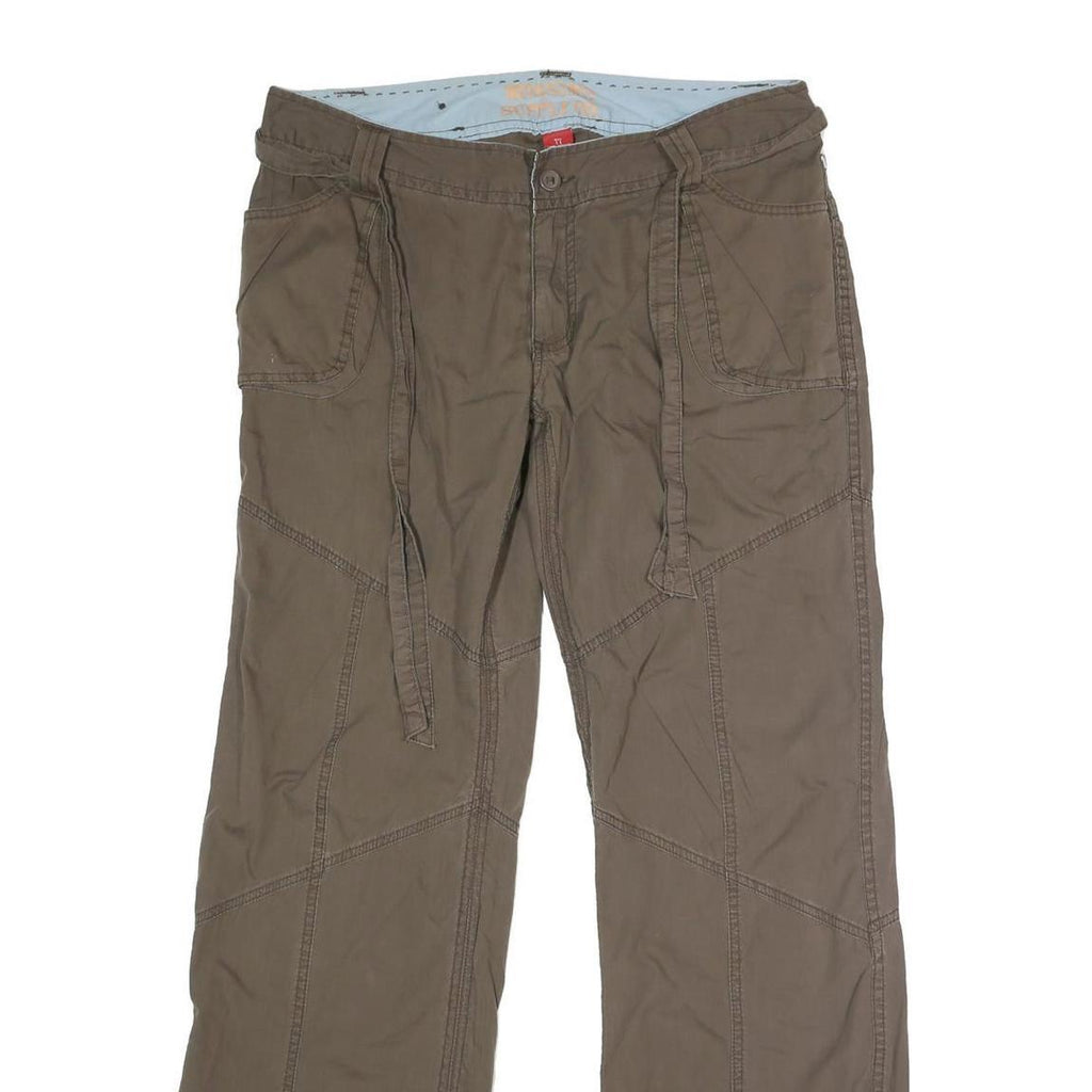 Womens Cotton Blend Khaki Regular Fit Straight Leg Trousers W34 L32 Casual Wear