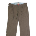 Womens Cotton Blend Khaki Regular Fit Straight Leg Trousers W34 L32 Casual Wear