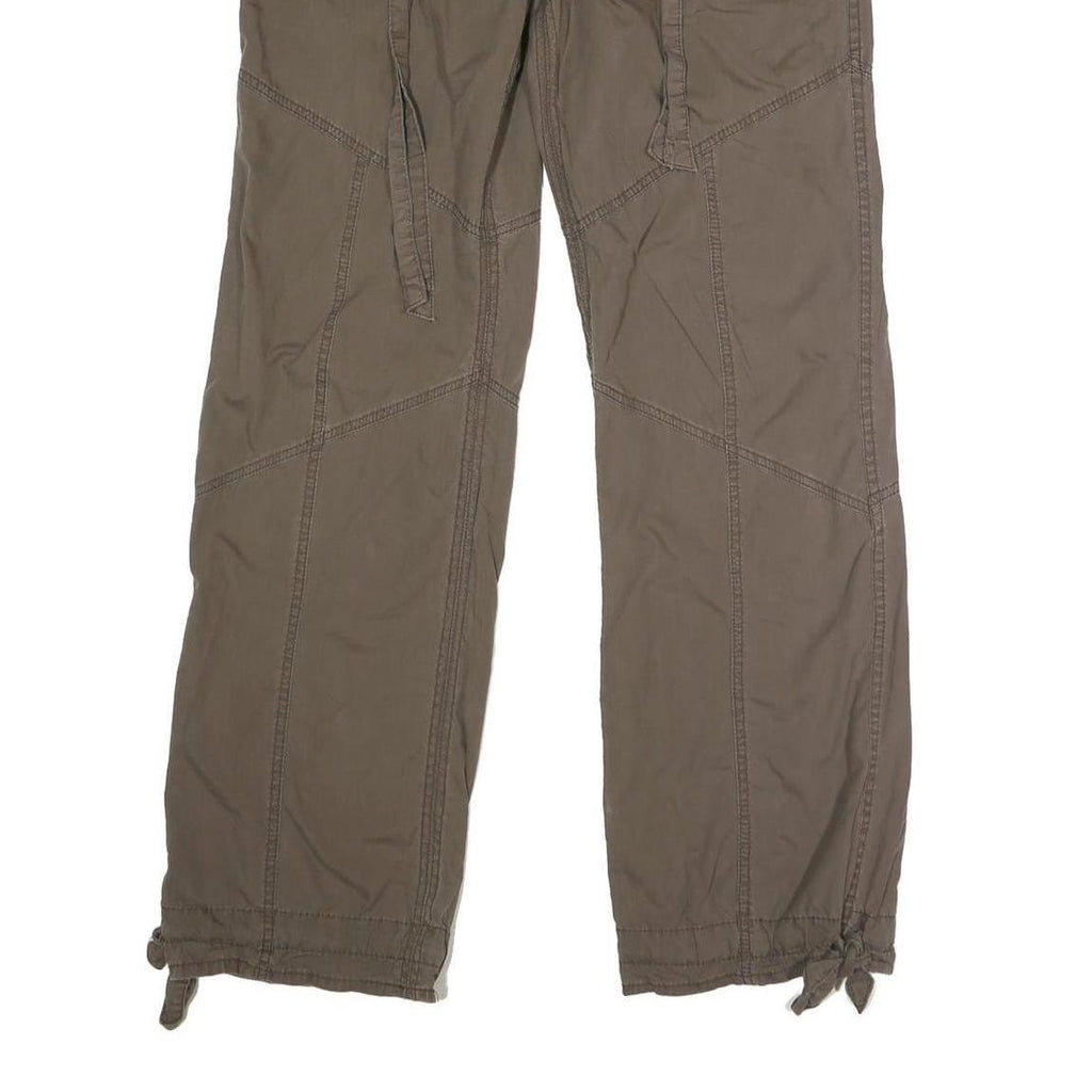 Womens Cotton Blend Khaki Regular Fit Straight Leg Trousers W34 L32 Casual Wear