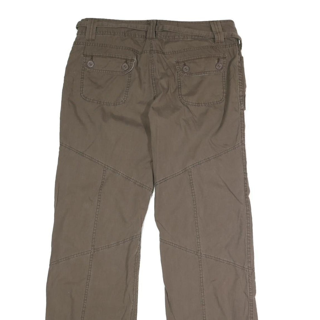 Womens Cotton Blend Khaki Regular Fit Straight Leg Trousers W34 L32 Casual Wear