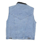 AMI Womens Blue Denim Jacket M Cotton Blend Button Closure Sleeveless Classic