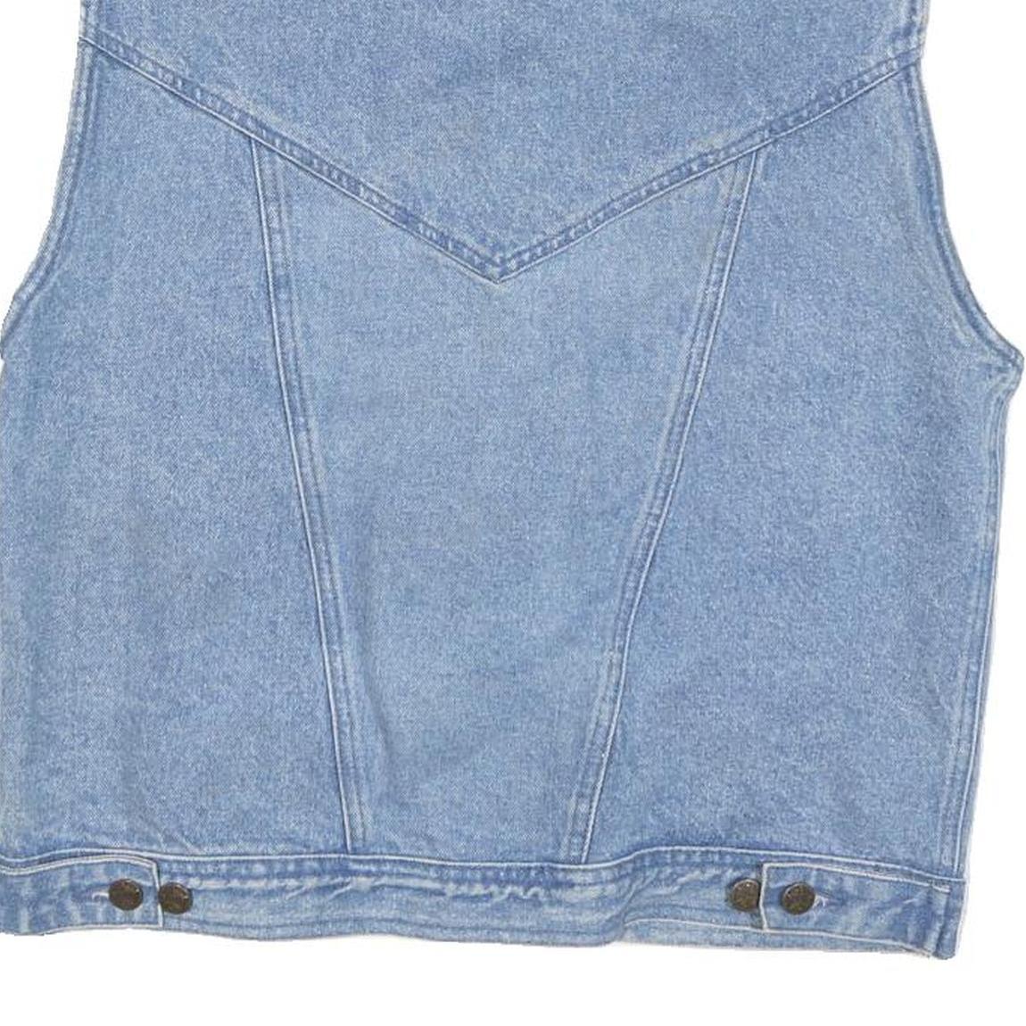 AMI Womens Blue Denim Jacket M Cotton Blend Button Closure Sleeveless Classic