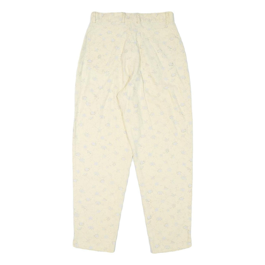 NEWPORT Womens Linen Blend Cream Relaxed Straight Trousers W27 L27 Floral Print