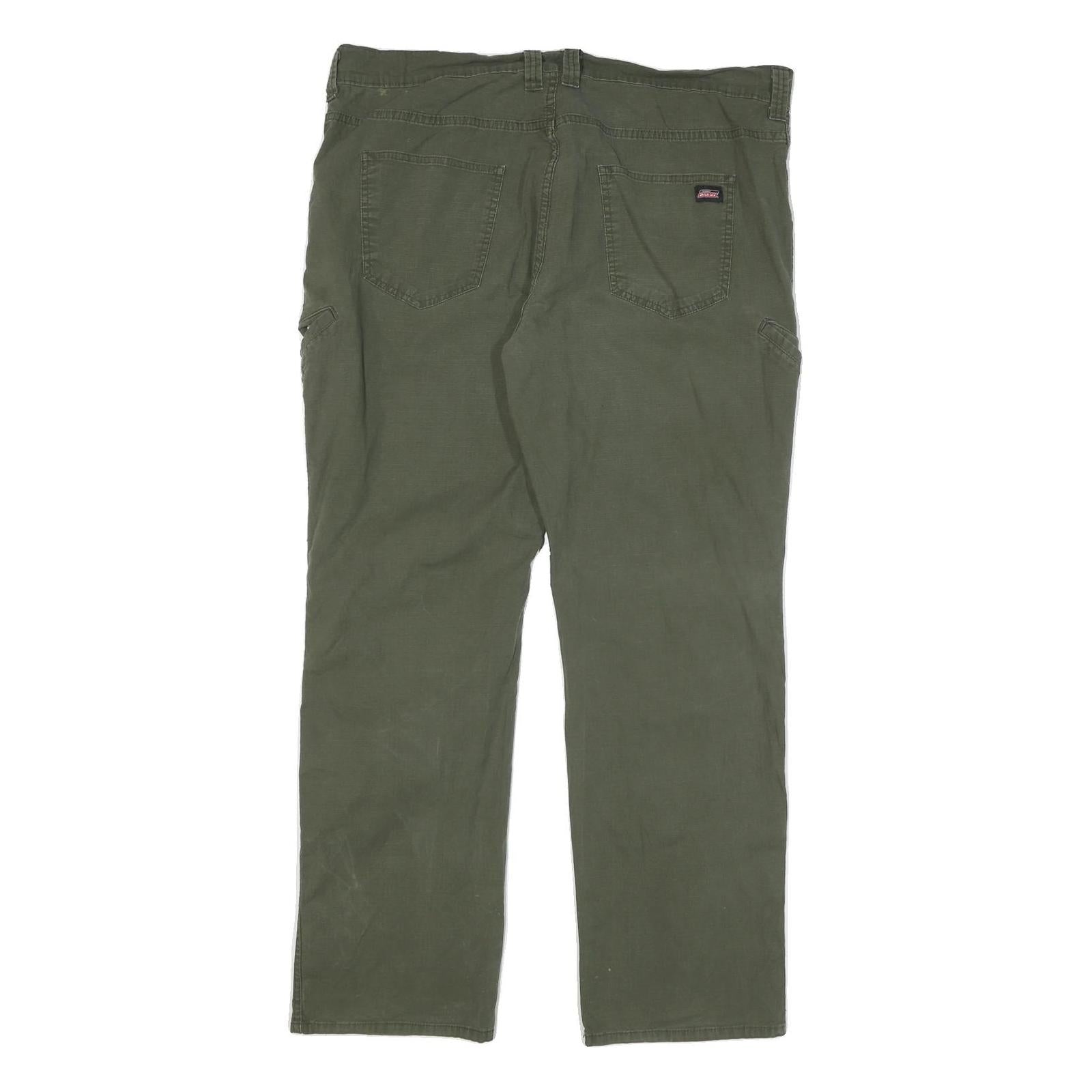 DICKIES Mens Cotton Blend Green Regular Straight Trousers W40 L30 Workwear