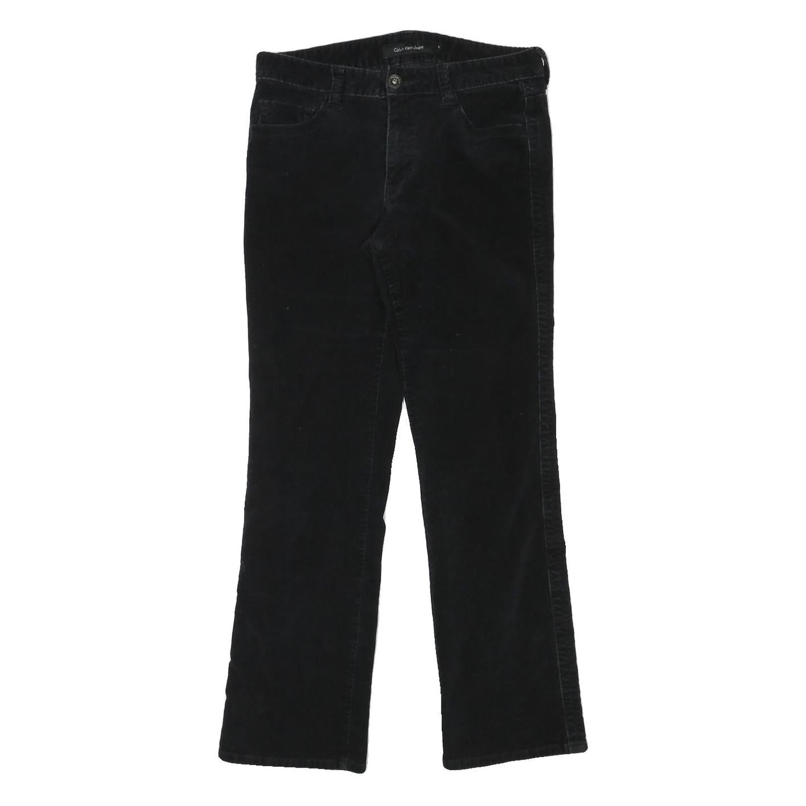 CALVIN KLEIN JEANS Womens Black Regular Straight Trousers W31 L30 Cotton Blend