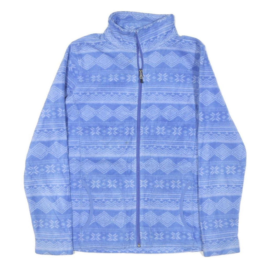 WOOLRICH Womens Blue Cotton Blend Zip Jacket XS Geometric Pattern Soft Warm